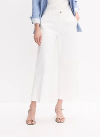 Patch Pocket Wide-Leg Culotte Jeans