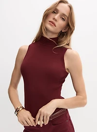 Sleeveless Mock Neck Sweater