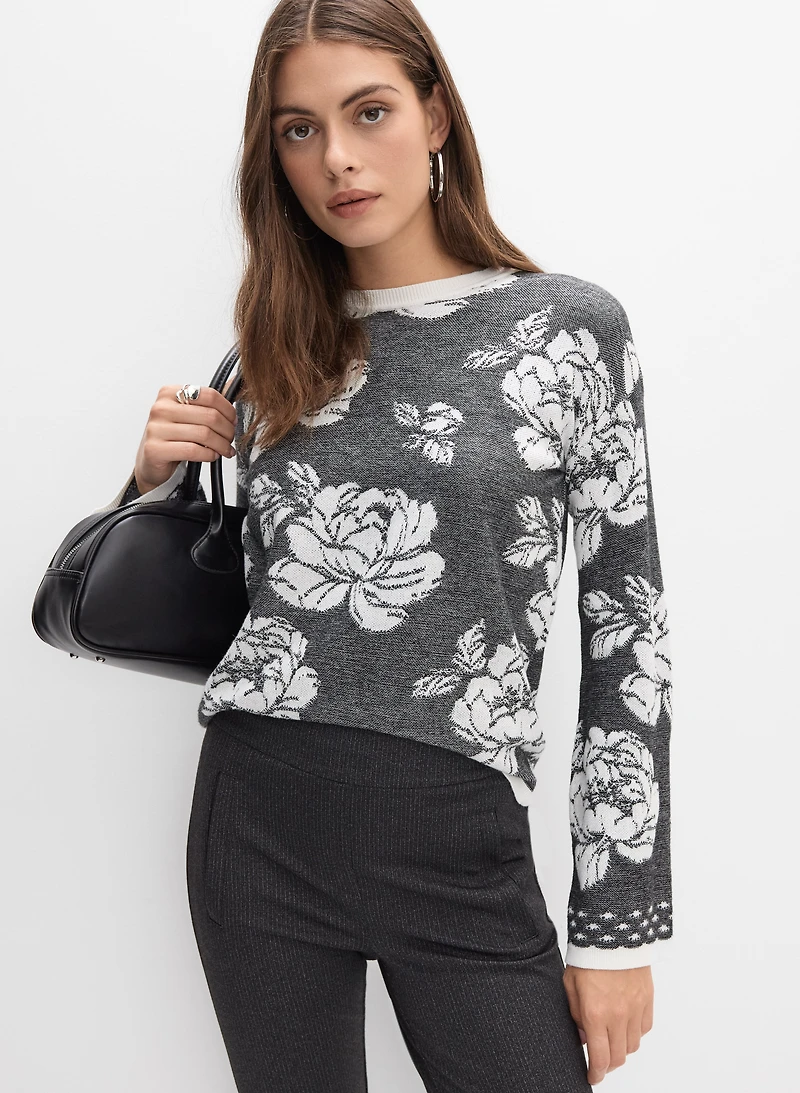 Floral Crew Neck Sweater