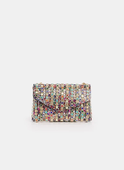 Pochette à pierres multicolores