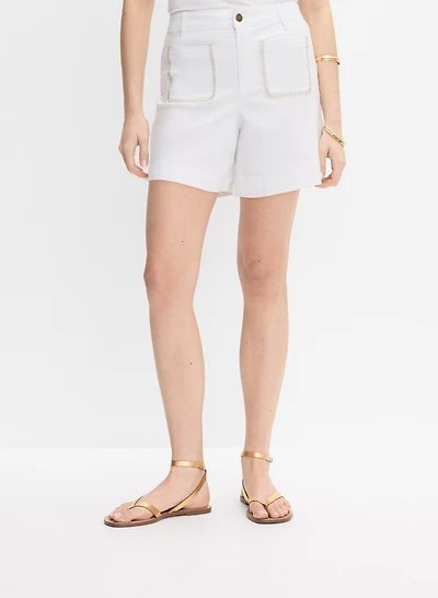 Short en denim à poches appliquées