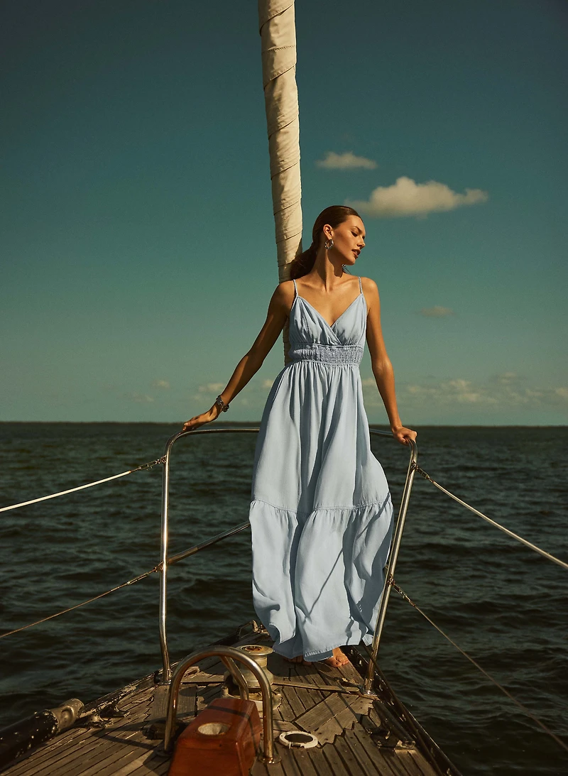 Tiered Tencel Maxi Dress
