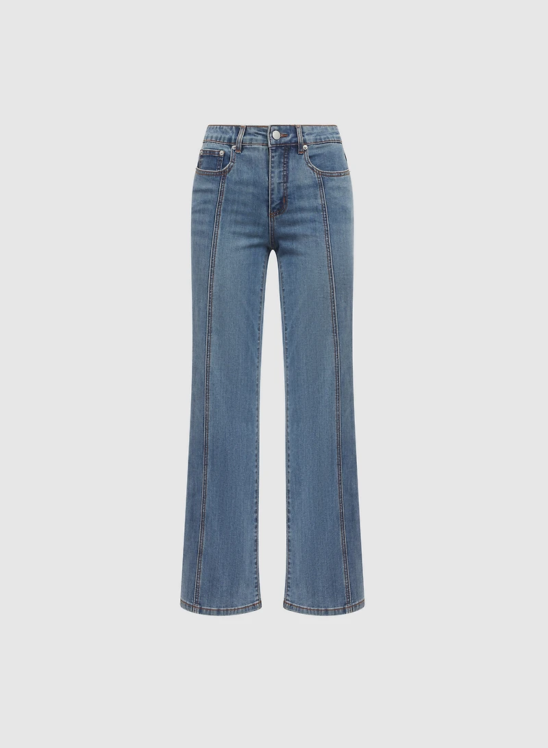 Seam Detail Wide-Leg Jeans