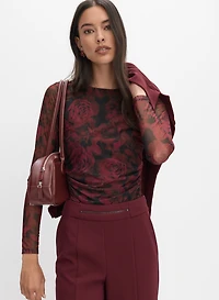 Haut plissé à motif de roses