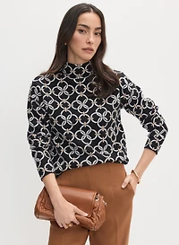 Geometric Mock Neck Sweater