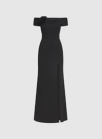 Off-Shoulder 3D Rosette Dress