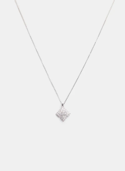 Collier à pendentif en losange à cristaux