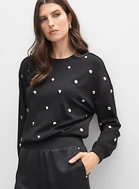 Embellished Crew Neck Top