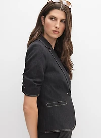 Denim Short-Sleeve Blazer