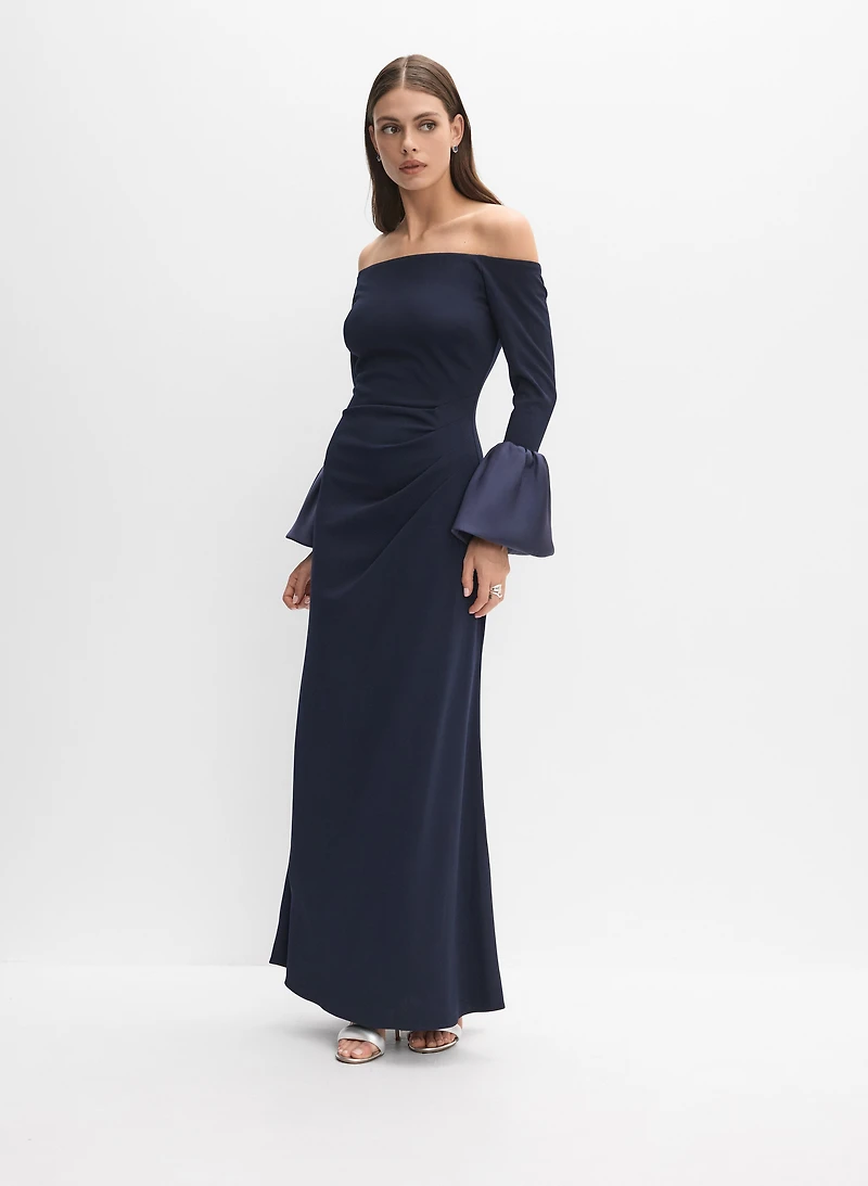 Off-The-Shoulder Bell Sleeve Gown