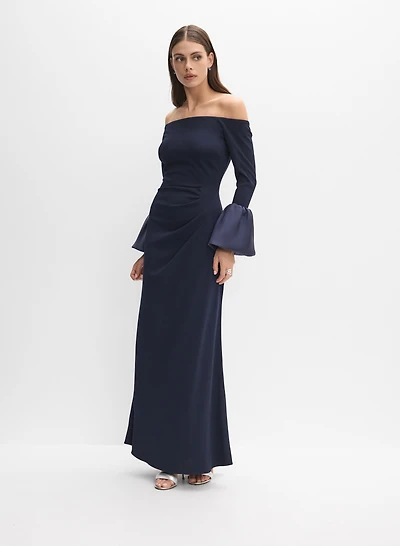 Off-The-Shoulder Bell Sleeve Gown