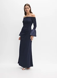 Off-The-Shoulder Bell Sleeve Gown