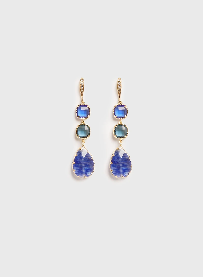 Faceted Stone Dangle Earrings