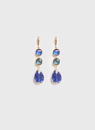 Faceted Stone Dangle Earrings