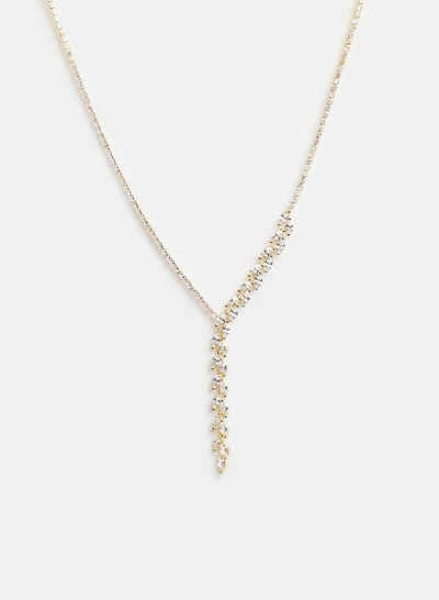 Asymmetric Crystal Y Necklace