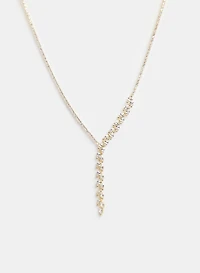 Asymmetric Crystal Y Necklace