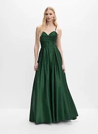 Beaded Corset Satin Gown