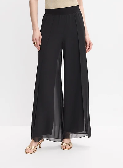 Pantalon à jambe large en chiffon