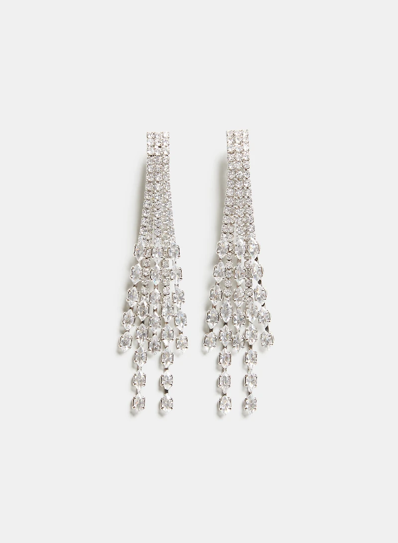 Cubic Zirconia Front Back Earrings