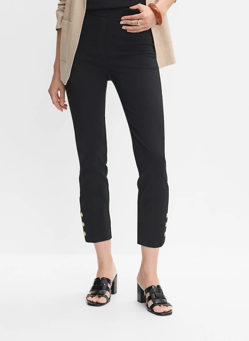 Buttoned Hem Capris