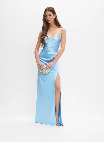 Draped Sweetheart Neck Dress