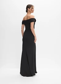 Off-Shoulder 3D Rosette Dress