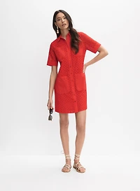 Eyelet Embroidered Shirt Dress