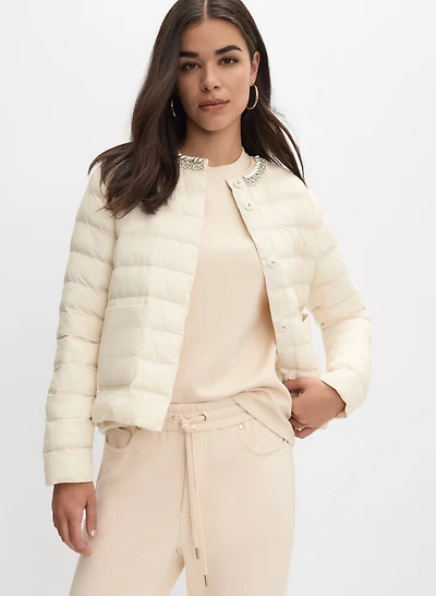 Manteau court matelassé à cristaux