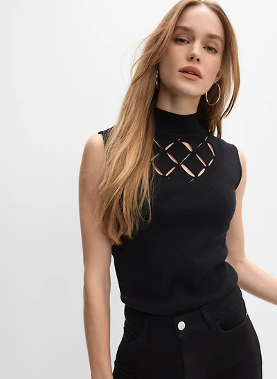 Sleeveless Cut-Out Detail Sweater