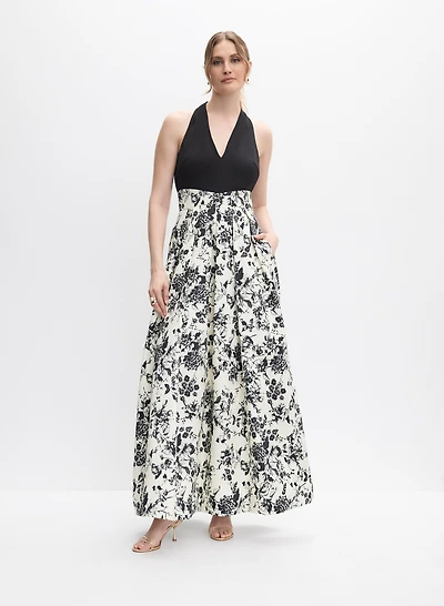 Floral Mikado & Scuba Crepe Dress