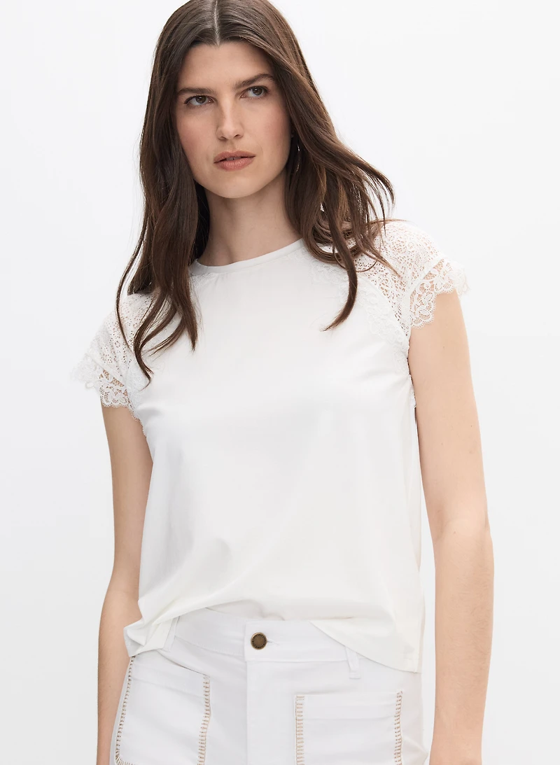 Lace Cap Sleeve Top