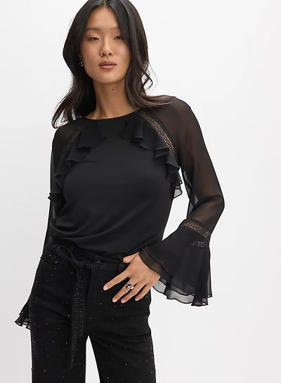 Chiffon Bell Sleeve Top