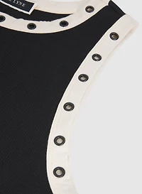Ribbed Grommet Trim Tank Top