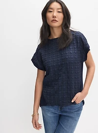 Joseph Ribkoff - Grid Textured Bubble Knit Top