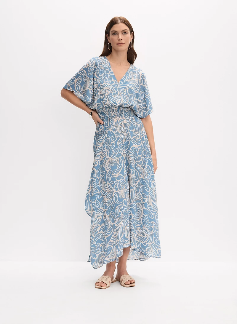 Leaf Print Maxi Dress
