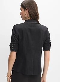 Denim Short-Sleeve Blazer
