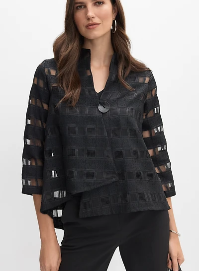 Joseph Ribkoff - Sheer Check Swing Jacket