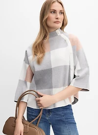 Pull carreauté à col cheminée