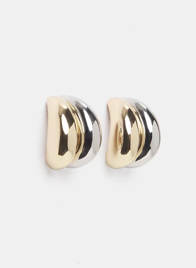 Boucles d'oreilles bombées à deux tons