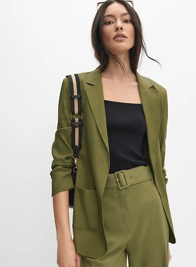 Open Linen-Blend Blazer