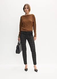 Plaid Print Slim Leg Pants