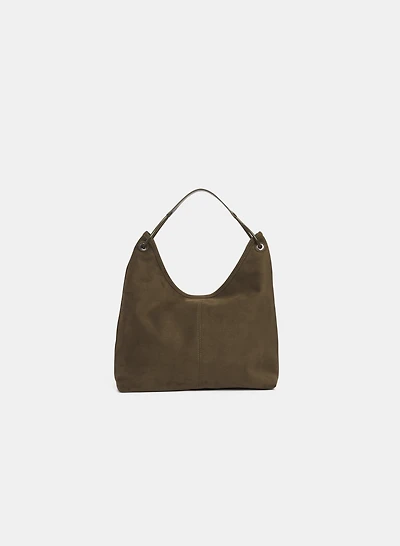 Sac besace en suède végane avec pochette  