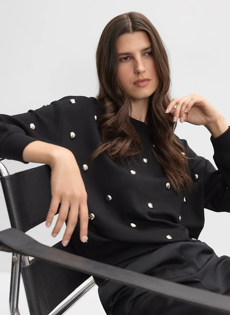 Embellished Crew Neck Top