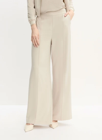 Pantalon à jambe large nervure décorative