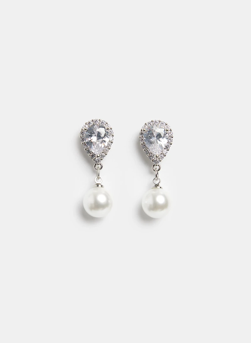 Crystal Pearl Drop Earrings