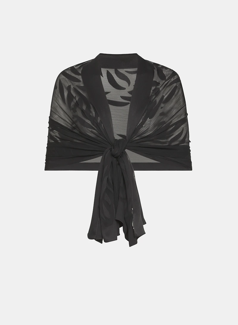 Sheer Leaf Motif Wrap