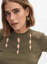 Cutout Short Sleeve Pullover