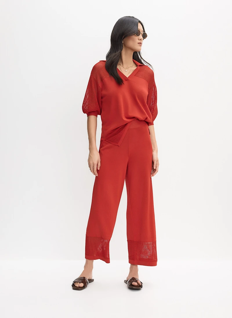 Joseph Ribkoff - Pull style polo à détails ajourés