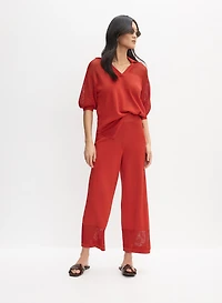 Joseph Ribkoff - Pull style polo à détails ajourés