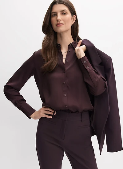 Satin Button-Down Blouse